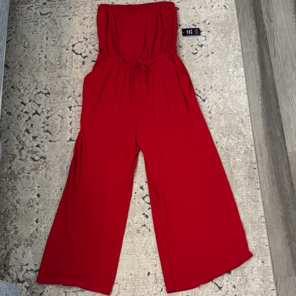 NWT Express Strapless Red Jumpsuit